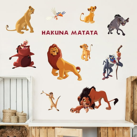 Disney The Lion King Wall Decals - Set of 11 Vinyl Stickers for Nursery Bedroom Bathroom - Peel and Stick Room Decorations