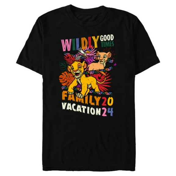 Disney The Lion King Wildly Good Times Family Vacation 2024 - Short Sleeve Blended T-Shirt for Adults - Customized-Black