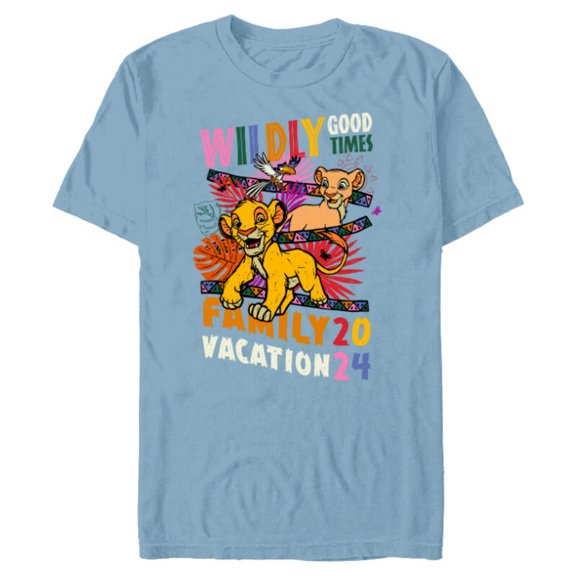 Disney The Lion King Wildly Good Times Family Vacation 2024 - Short Sleeve Blended T-Shirt for Adults - Customized-Ocean Blue
