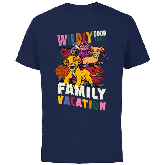 Disney The Lion King Wildly Good Times Family Vacation - Short Sleeve Cotton T-Shirt for Adults - Customized-Navy