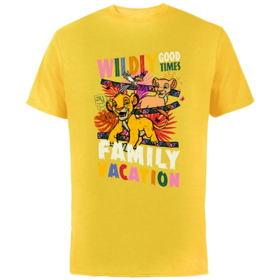 Disney The Lion King Wildly Good Times Family Vacation - Short Sleeve Cotton T-Shirt for Adults - Customized-Yellow