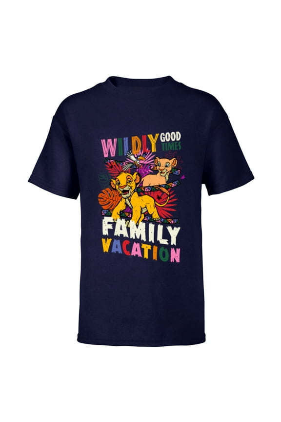 The Lion King Wildly Good Times Family Vacation - Short Sleeve T-Shirt for Kids - Customized-Navy