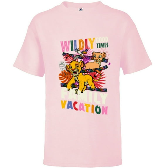 Disney The Lion King Wildly Good Times Family Vacation - Short Sleeve T-Shirt for Kids - Customized-Soft Pink