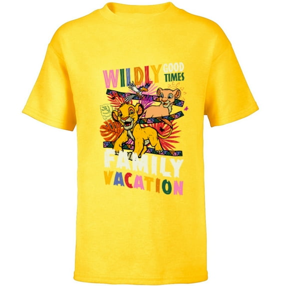Disney The Lion King Wildly Good Times Family Vacation - Short Sleeve T-Shirt for Kids - Customized-Yellow
