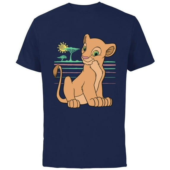 Disney The Lion King Young Nala 90s - Short Sleeve Cotton T-Shirt for Adults -Customized-Navy