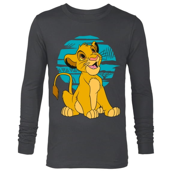Disney The Lion King Young Simba Happy Blue Retro - Long Sleeve T-Shirt for Men - Customized-Charcoal Heather