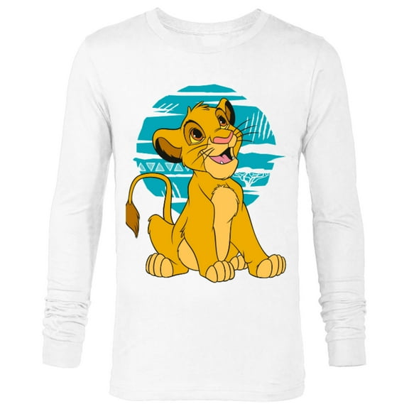 Disney The Lion King Young Simba Happy Blue Retro - Long Sleeve T-Shirt for Men - Customized-White
