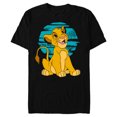 thumbnail image 1 of Disney The Lion King Young Simba Happy Blue Retro - Short Sleeve Blended T-Shirt for Adults - Customized -Black, 1 of 5