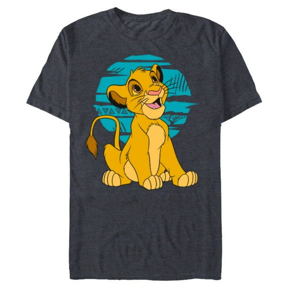 Disney The Lion King Young Simba Happy Blue Retro - Short Sleeve Blended T-Shirt for Adults - Customized -Navy Heather