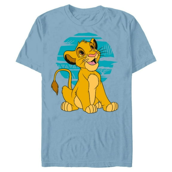 Disney The Lion King Young Simba Happy Blue Retro - Short Sleeve Blended T-Shirt for Adults - Customized -Ocean Blue
