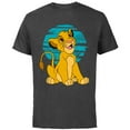 thumbnail image 1 of Disney The Lion King Young Simba Happy Blue Retro - Short Sleeve Cotton T-Shirt for Adults - Customized-Charcoal, 1 of 5