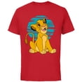 thumbnail image 1 of Disney The Lion King Young Simba Happy Blue Retro - Short Sleeve Cotton T-Shirt for Adults - Customized-Red, 1 of 5