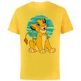 thumbnail image 1 of Disney The Lion King Young Simba Happy Blue Retro - Short Sleeve Cotton T-Shirt for Adults - Customized-Yellow, 1 of 5