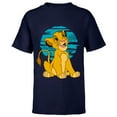 thumbnail image 1 of Disney The Lion King Young Simba Happy Blue Retro - Short Sleeve T-Shirt for Kids - Customized-Navy, 1 of 5