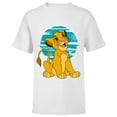 thumbnail image 1 of Disney The Lion King Young Simba Happy Blue Retro - Short Sleeve T-Shirt for Kids - Customized-White, 1 of 5