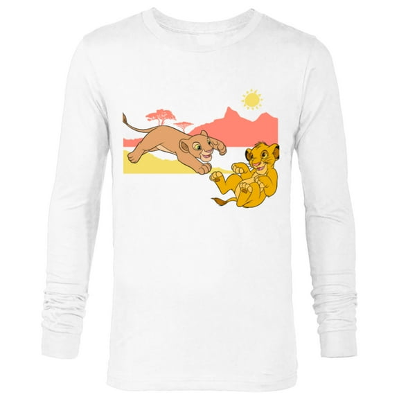 Disney The Lion King Young Simba Nala Playing - Long Sleeve T-Shirt for Men - Customized-White
