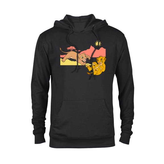 Disney The Lion King Young Simba Nala Playing - Pullover Hoodie for Adults - Customized-Black
