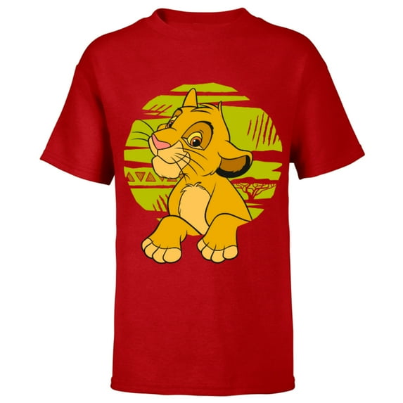 Disney The Lion King Young Simba Paws Green 90s - Short Sleeve T-Shirt for Kids - Customized-Red