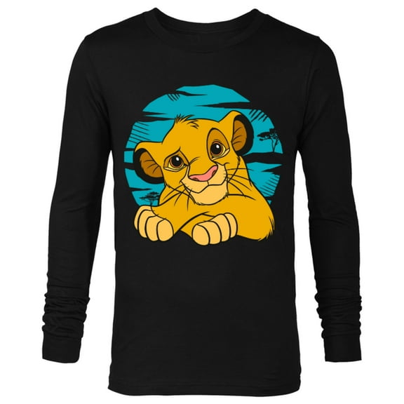 Disney The Lion King Young Simba Resting Blue 90s - Long Sleeve T-Shirt for Men - Customized-Black