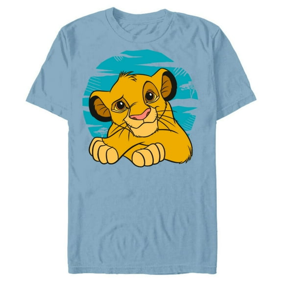 Disney The Lion King Young Simba Resting Blue 90s - Short Sleeve Blended T-Shirt for Adults - Customized-Ocean Blue