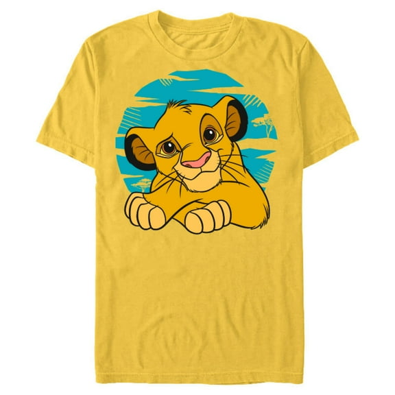 Disney The Lion King Young Simba Resting Blue 90s - Short Sleeve Blended T-Shirt for Adults - Customized-Yellow