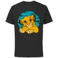 thumbnail image 1 of Disney The Lion King Young Simba Resting Blue 90s - Short Sleeve Cotton T-Shirt for Adults - Customized-Black, 1 of 5