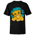 thumbnail image 1 of Disney The Lion King Young Simba Resting Blue 90s - Short Sleeve T-Shirt for Kids - Customized-Black, 1 of 5