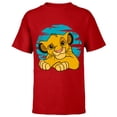 thumbnail image 1 of Disney The Lion King Young Simba Resting Blue 90s - Short Sleeve T-Shirt for Kids - Customized-Red, 1 of 5