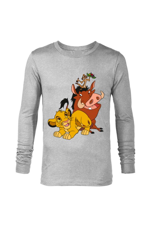 The Lion King Young Simba Timon and Pumbaa - Long Sleeve T-Shirt for Men - Customized-Athletic Heather
