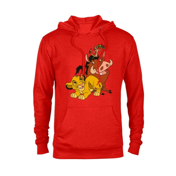 Disney The Lion King Young Simba Timon and Pumbaa - Pullover Hoodie for Adults - Customized-Red Heather