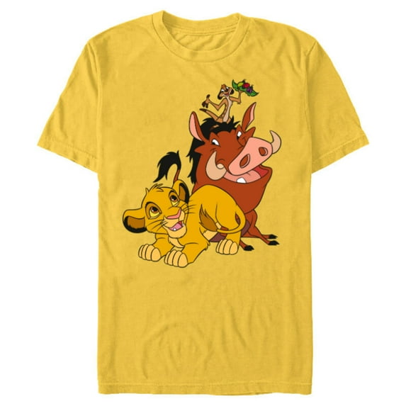 Disney The Lion King Young Simba Timon and Pumbaa - Short Sleeve Blended T-Shirt for Adults - Customized-Yellow