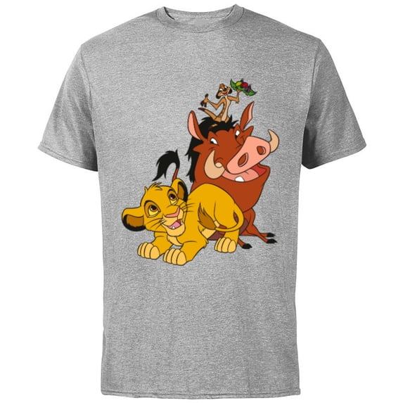 Disney The Lion King Young Simba Timon and Pumbaa - Short Sleeve Cotton T-Shirt for Adults - Customized-Athletic Heather