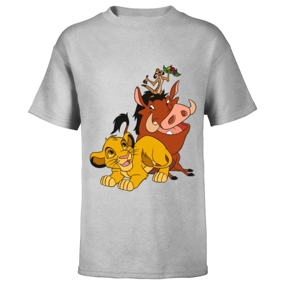 Disney The Lion King Young Simba Timon and Pumbaa - Short Sleeve T-Shirt for Kids - Customized-Athletic Heather
