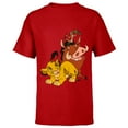thumbnail image 1 of Disney The Lion King Young Simba Timon and Pumbaa - Short Sleeve T-Shirt for Kids - Customized-Red, 1 of 5