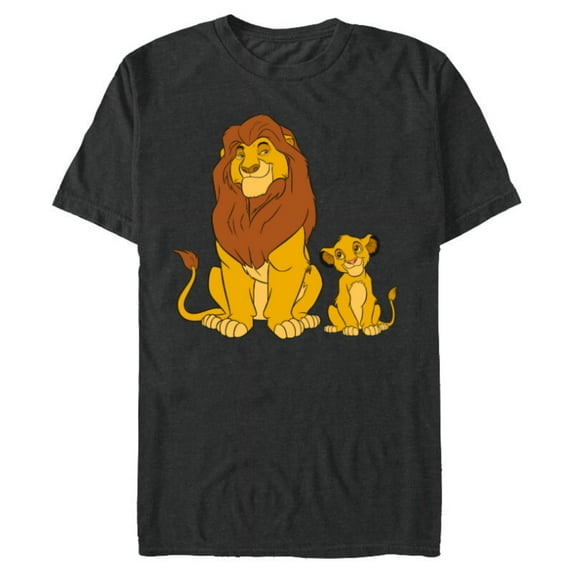 Disney The Lion King Young Simba and Mufasa - Short Sleeve Blended T-Shirt for Adults -Customized-Dark Heather