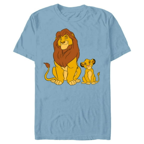 Disney The Lion King Young Simba and Mufasa - Short Sleeve Blended T-Shirt for Adults -Customized-Ocean Blue