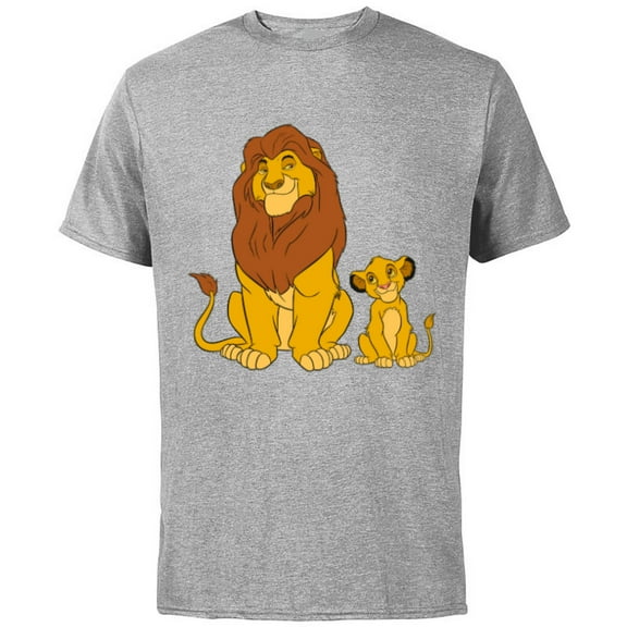 Disney The Lion King Young Simba and Mufasa - Short Sleeve Cotton T-Shirt for Adults -Customized-Athletic Heather