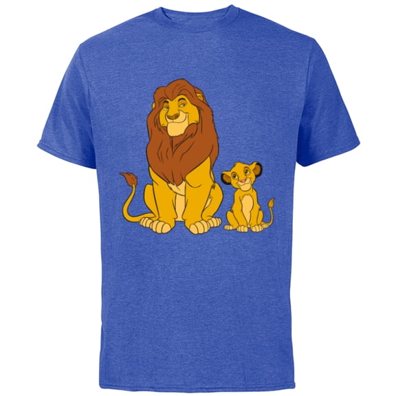Disney The Lion King Young Simba and Mufasa - Short Sleeve Cotton T-Shirt for Adults -Customized-Royal Heather