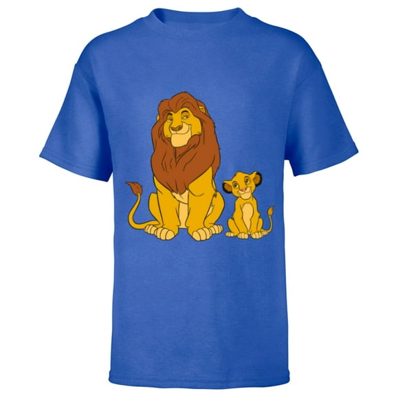 Disney The Lion King Young Simba and Mufasa - Short Sleeve T-Shirt for Kids - Customized-Royal