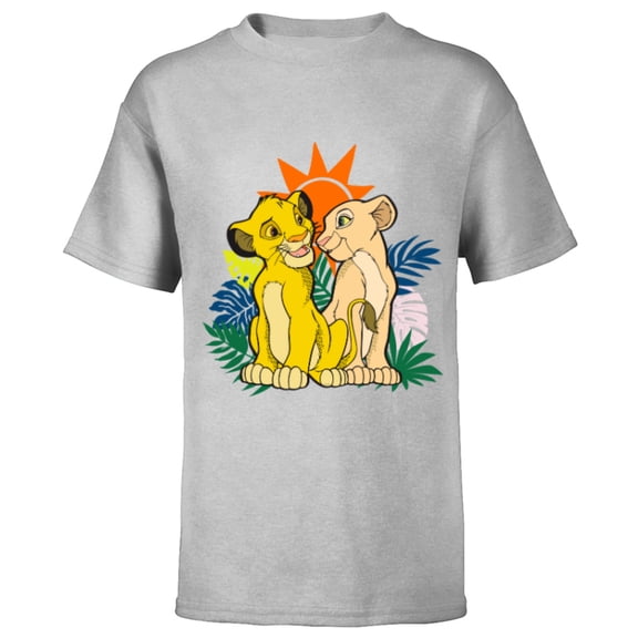 Disney The Lion King Young Simba and Nala - Short Sleeve T-Shirt for Kids - Customized-Athletic Heather
