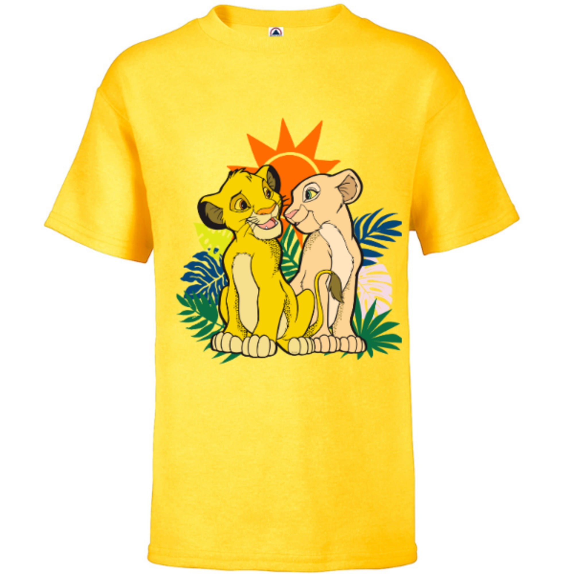 Disney The Lion King Young Simba and Nala - Short Sleeve T-Shirt for Kids -  Customized-Athletic Navy