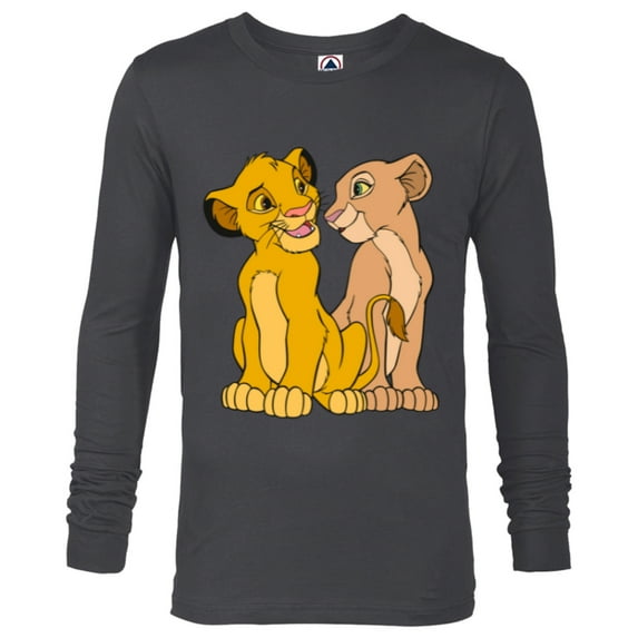 Disney The Lion King Young Simba and Nala Together - Long Sleeve T-Shirt for Men - Customized-Charcoal Heather