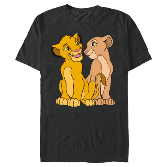 Disney The Lion King Young Simba and Nala Together - Short Sleeve Blended T-Shirt for Adults - Customized-Dark Heather