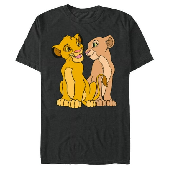 Disney The Lion King Young Simba and Nala Together - Short Sleeve Blended T-Shirt for Adults - Customized-Dark Heather