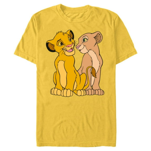 Disney The Lion King Young Simba and Nala Together - Short Sleeve Blended T-Shirt for Adults - Customized-Yellow