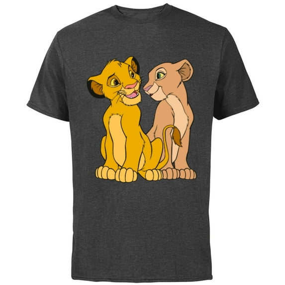 Disney The Lion King Young Simba and Nala Together - Short Sleeve Cotton T-Shirt for Adults - Customized-Charcoal