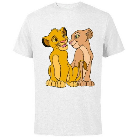 Disney The Lion King Young Simba and Nala Together - Short Sleeve Cotton T-Shirt for Adults - Customized-White