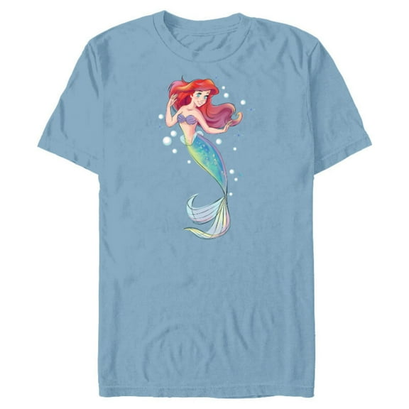 Disney The Little Mermaid 30th Anniversary Ariel T-Shirt- Short Sleeve Blended T-Shirt for Adults - Customized-Ocean Blue