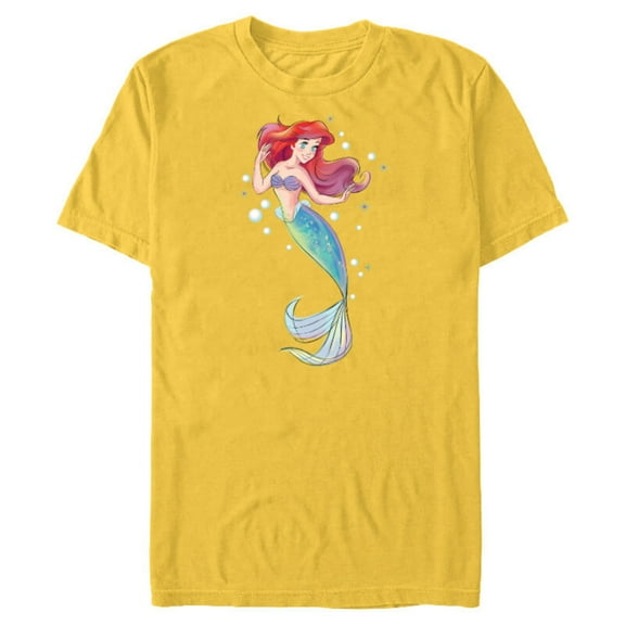 Disney The Little Mermaid 30th Anniversary Ariel T-Shirt- Short Sleeve Blended T-Shirt for Adults - Customized-Yellow
