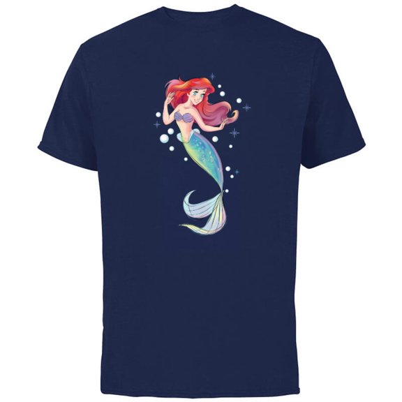 Disney The Little Mermaid 30th Anniversary Ariel T-Shirt - Short Sleeve Cotton T-Shirt for Adults - Customized-Navy